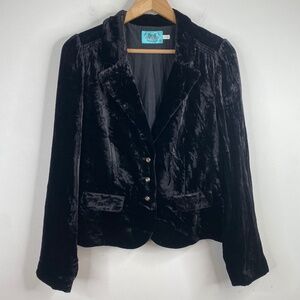 Vintage Juicy Couture Velvet Blazer 12 Black Silk Glam Whimsigoth Retro Holiday